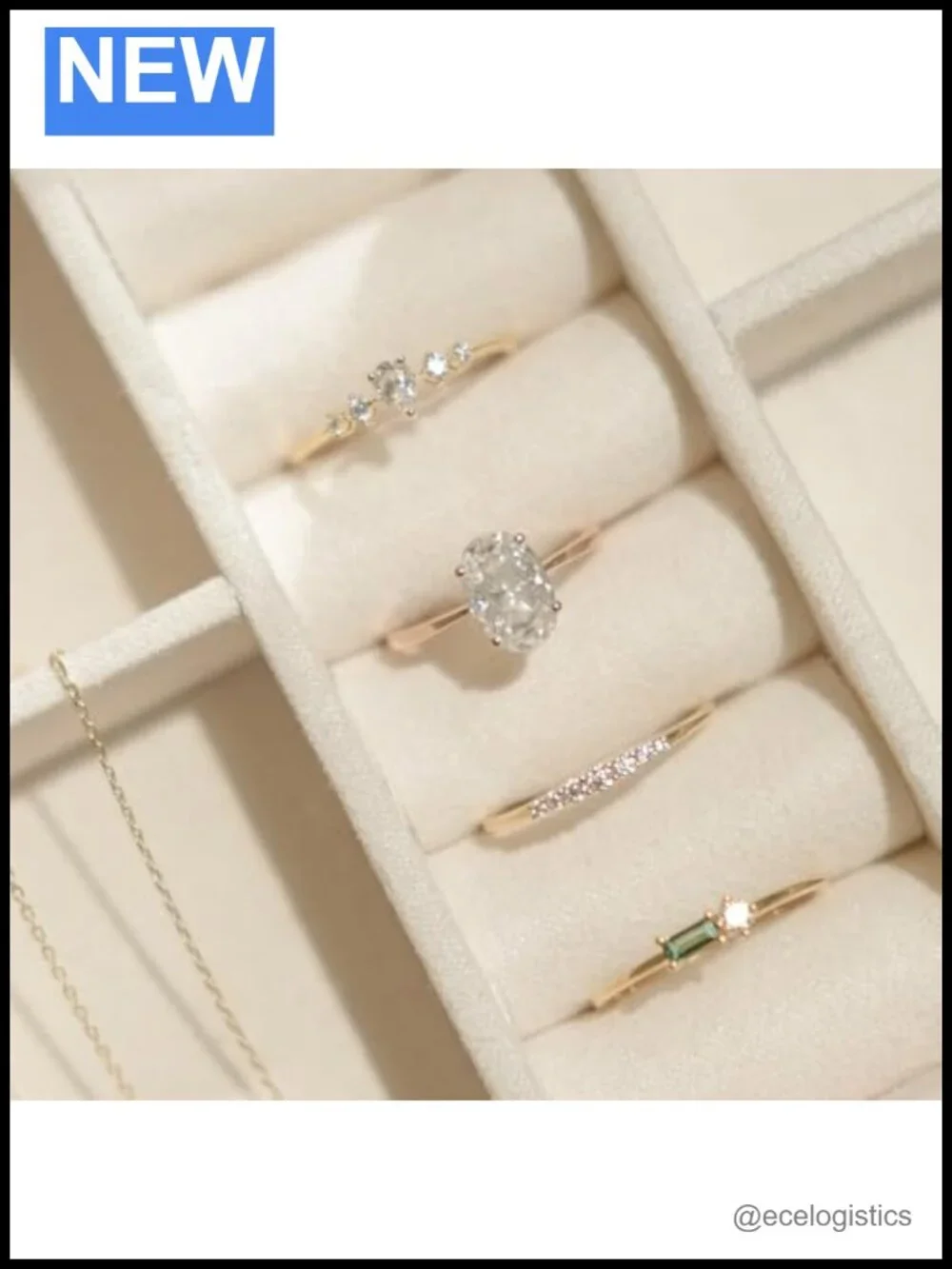 14K Gold Moissanite Ring 7 Stone Pavé Stackable Minimalist Band
